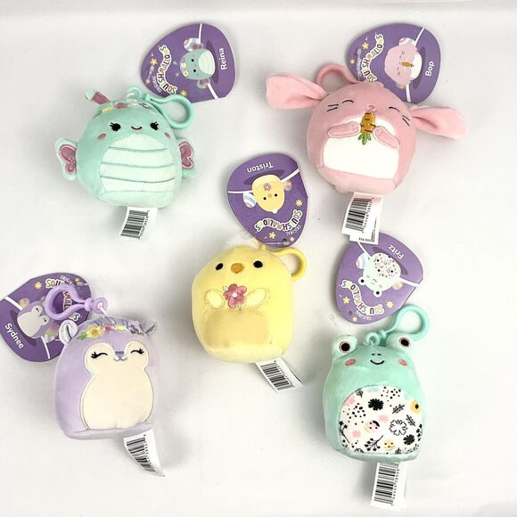 Squishmallows 2024 Easter Squad Clips 3.5 inch Bunny Butterfly Plush Set Of 5 - Picture 2 of 6